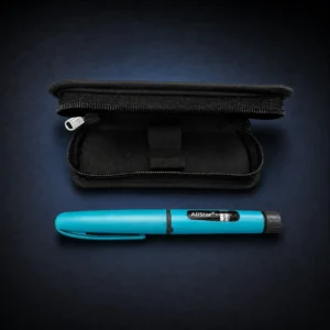 AllStar Blue Teal reusable insulin pen with black carrying case