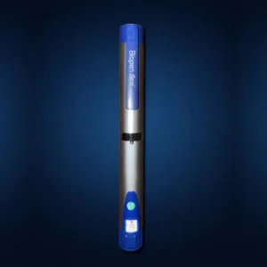 Bioflex Flexi reusable pen on a dark navy studio background