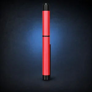 Glossy pink Convipen and Gansulin cover with black cap and clip on a dark navy studio background