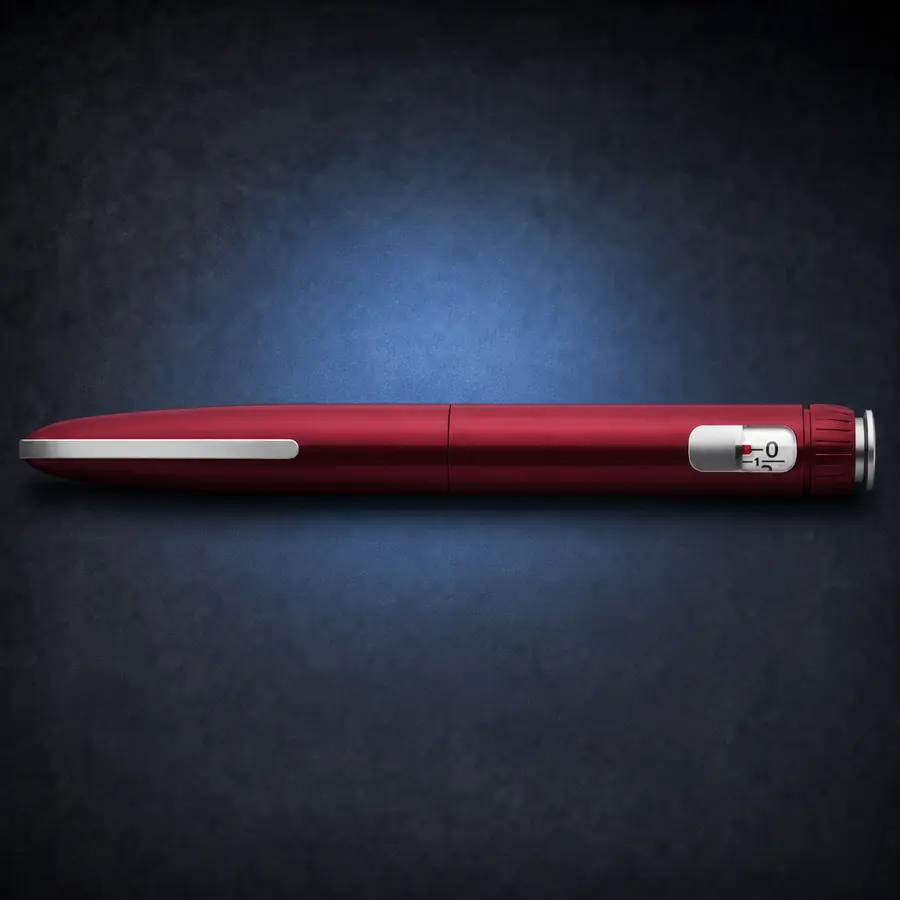 HumaPen Savvio – Red 1 Red HumaPen Savvio manual reusable pen on a dark navy background