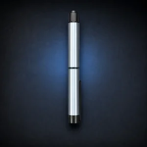 Metallic silver Convipen and Gansulin cover with black cap and clip on a dark navy studio background