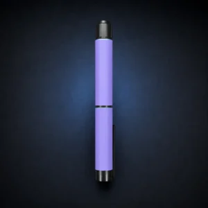 Light violet Convipen and Gansulin cover with black cap and clip on a dark navy studio background