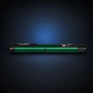 Emerald Green Convipen and Gansulin cover on a dark navy studio background.