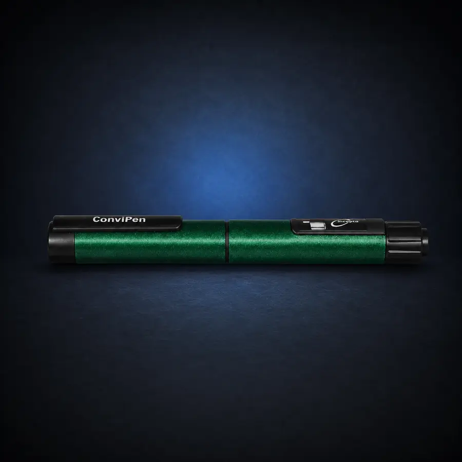 Convipen / Gansulin Cover - Emerald Green 1 Emerald Green Convipen and Gansulin cover on a dark navy studio background.